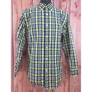 Orvis Mens Medium Green & Navy Plaid Shirt